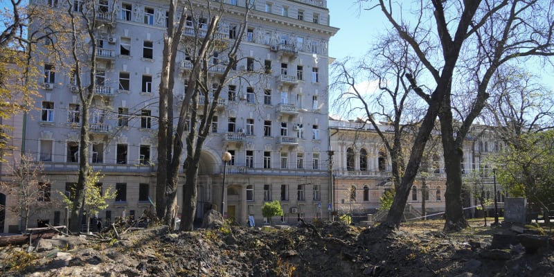 Následky ruského bombardování Kyjeva, 10. října 2022