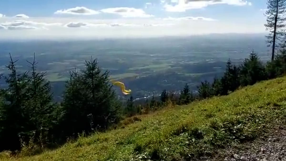 Krátce po startu skončila mladá paraglidistka mezi stromy. 