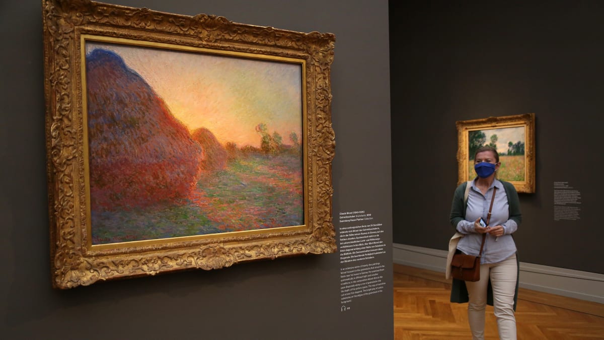 Monetův obraz ze série Les Meules v postupimském muzeu