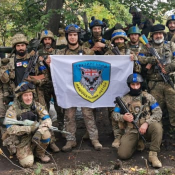 Členové gruzínské cizinecké legie ukrajinské armády