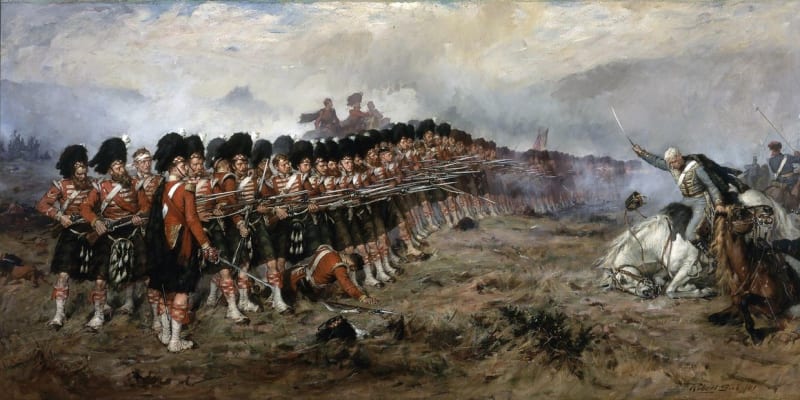  „Tenká červená linie“ tvořená 93. plukem skotských horalů svou pozici udržela 
