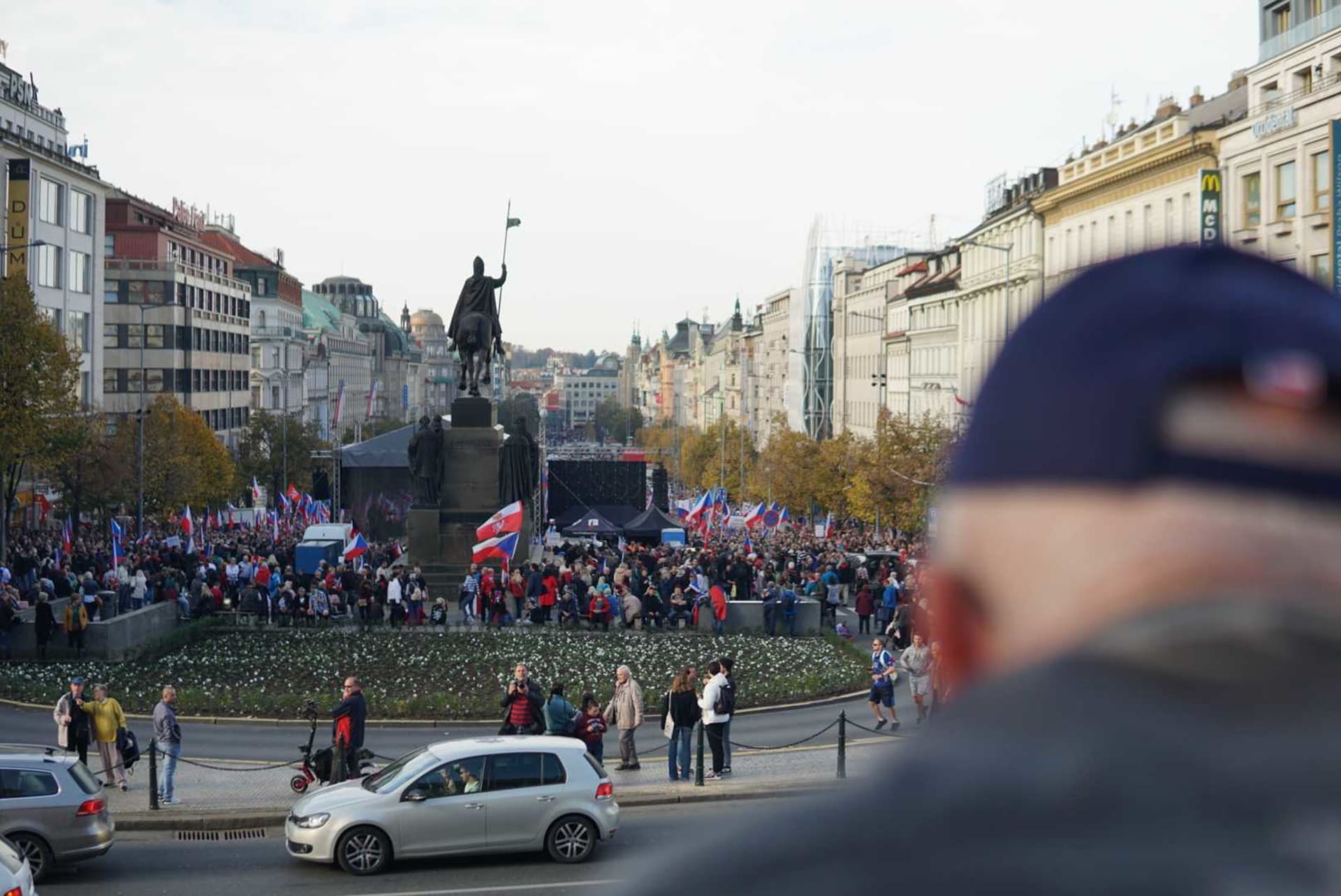 Demonstrace Česká republika na 1. místě na Václavském náměstí v Praze.