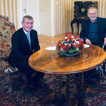 Miloš Zeman s Andrejem Babišem při nedělení schůzce