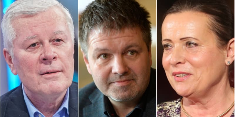 Prezidentští kandidáti, kteří vzdali boj o Pražský hrad. Zleva: Josef Skála, Jakub Olbert a Alena Vitásková.