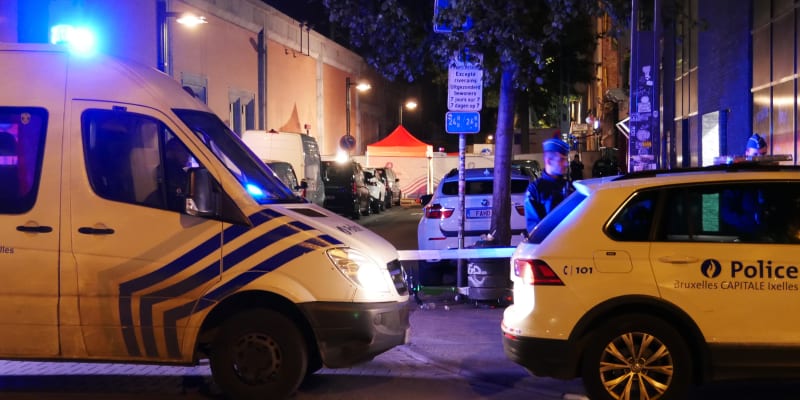 Policie na místě incidentu v Bruselu