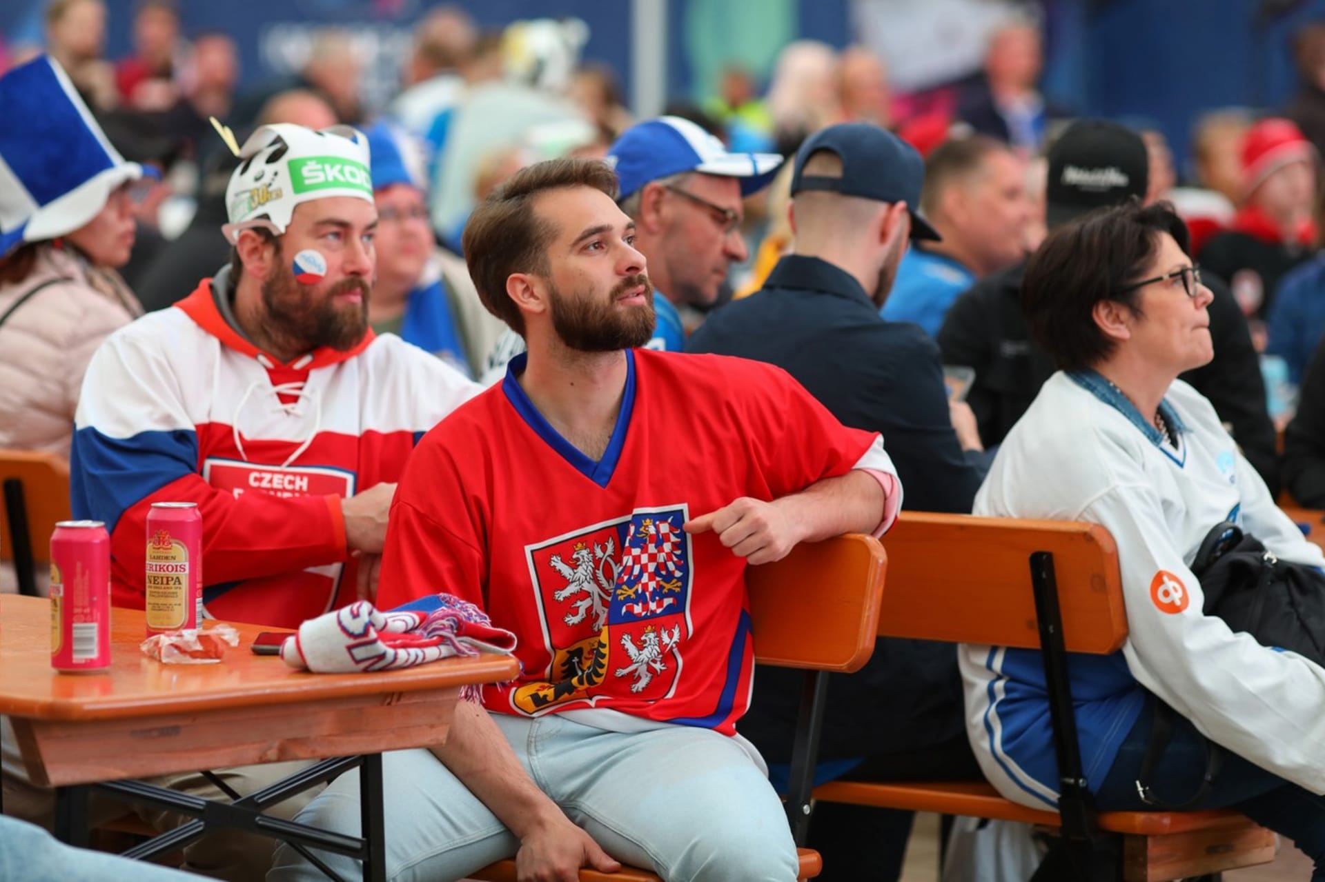 Někteří čeští fanoušci utkání s národním týmem sledovali z fan zóny ve Finsku. 