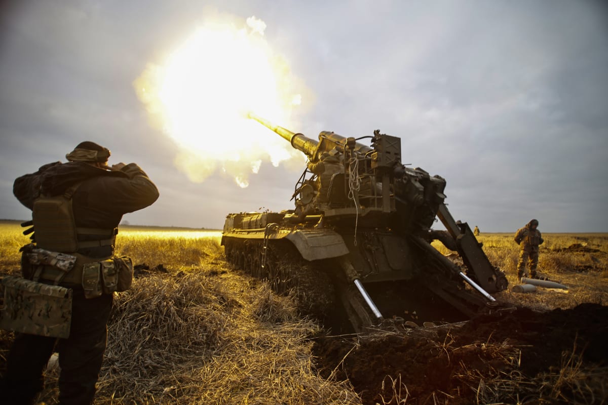 Ukrajinská artilerie v akci u Bachmutu