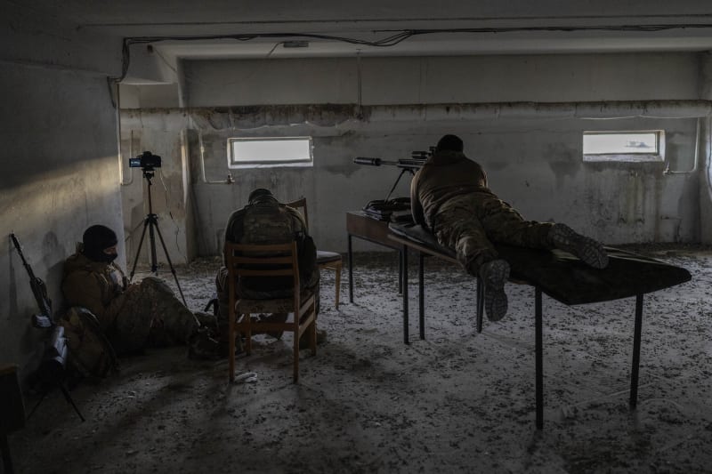 Jednotka ukrajinských ostřelovačů v Chersonské oblasti