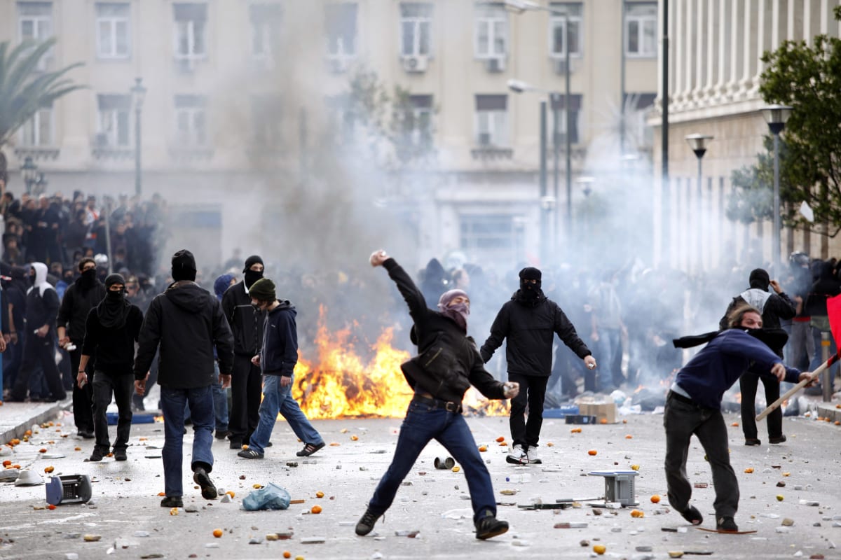 Hlavním městem Řecka každoročně otřásají nepokoje (6.12.2009).