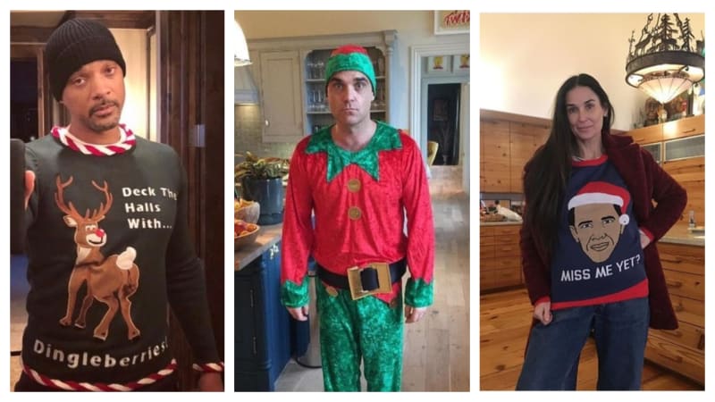 Celebrity ve vtipných vánočních outfitech.