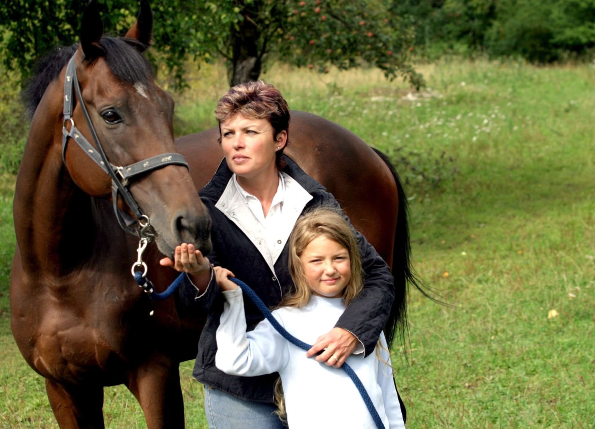 Martina se svou dcerou Vanessou a koněm Chailandem na snímku z roku 2006. 