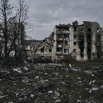 Následky ruského bombardování Bachmutu