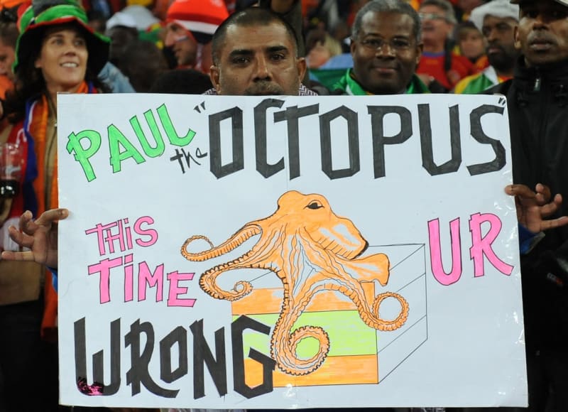 Tentokrát se pleteš, vzkazovali fanoušci chobotnici Paul v roce 2010.