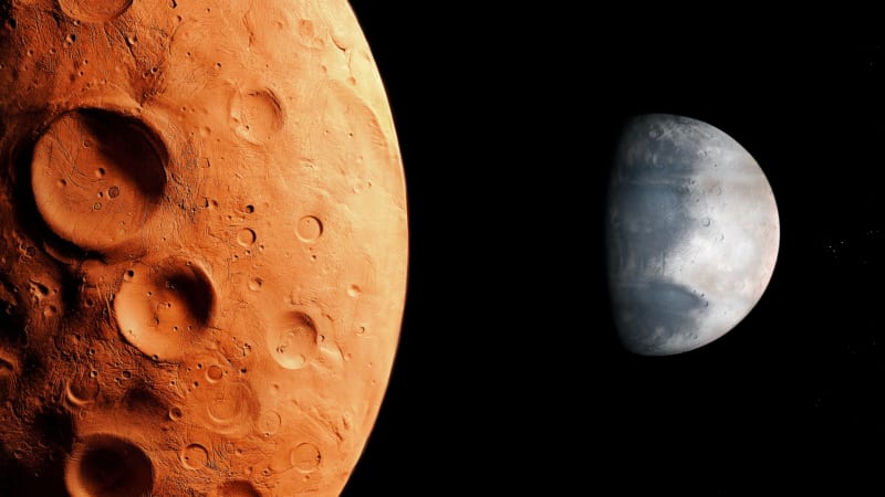 Ilustrační foto Měsíce a Marsu