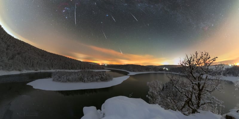 Maximum meteorického roje Geminid v roce 2018 nad Sečskou přehradou