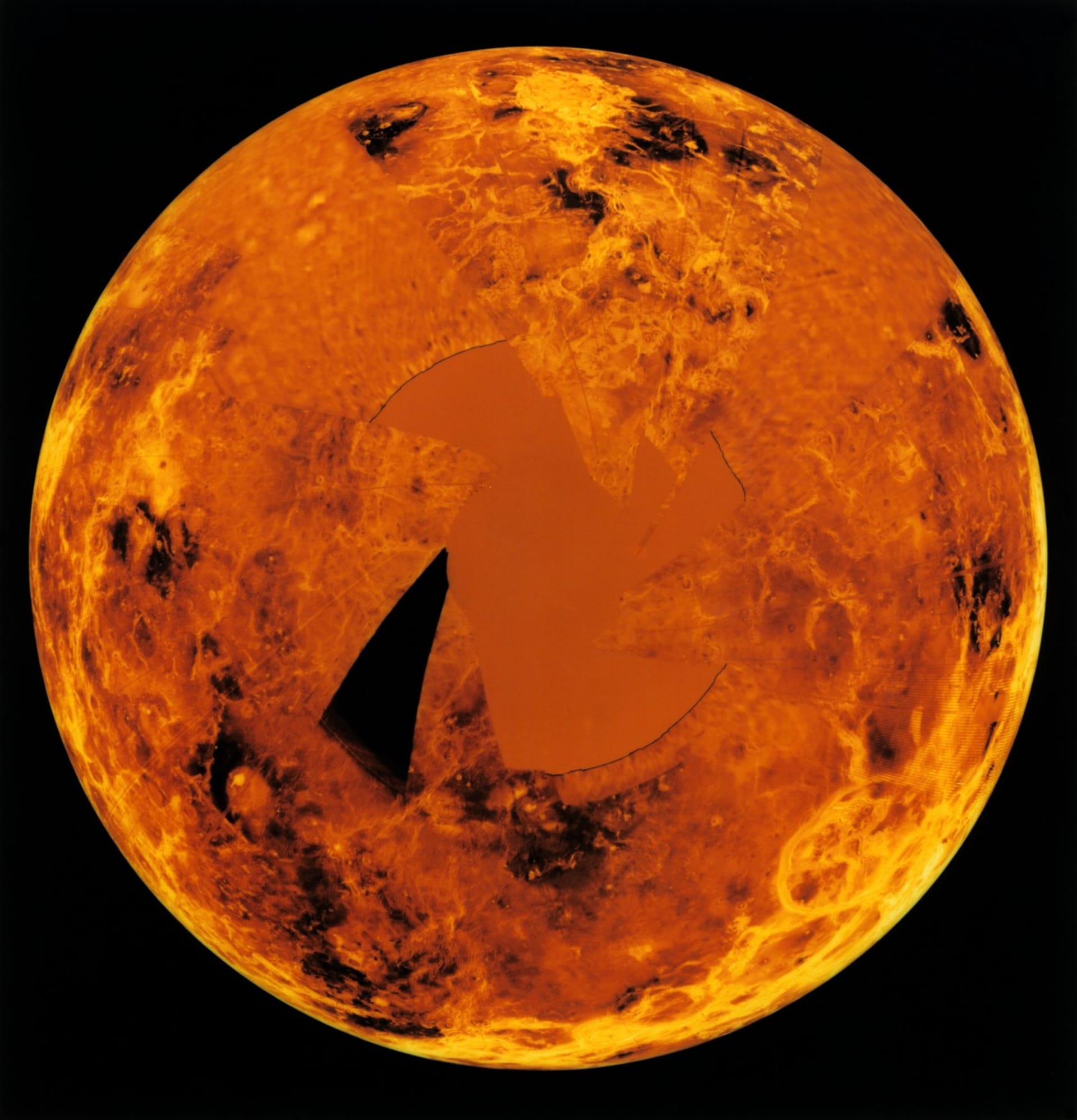 Radarový snímek jižní polokoule Venuše zachycuje hustou atmosféru planety