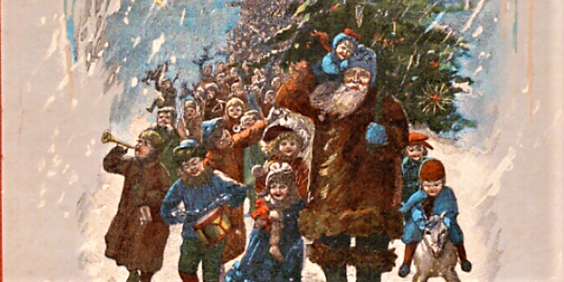Vánoce v roce 1893. Z k nihy Vánoce, vydal Josef R. Vilímek. Zdroj Kramerius, Národní knihovna v Praze.