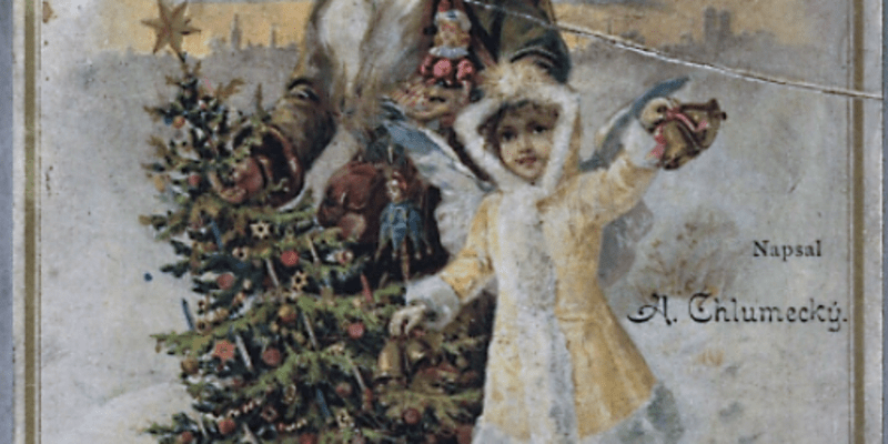 Vánoce v roce 1896. Z knihy Zvony večerní, Kutná Hora. Zdroj Kramerius, Národní knihovna v Praze.
