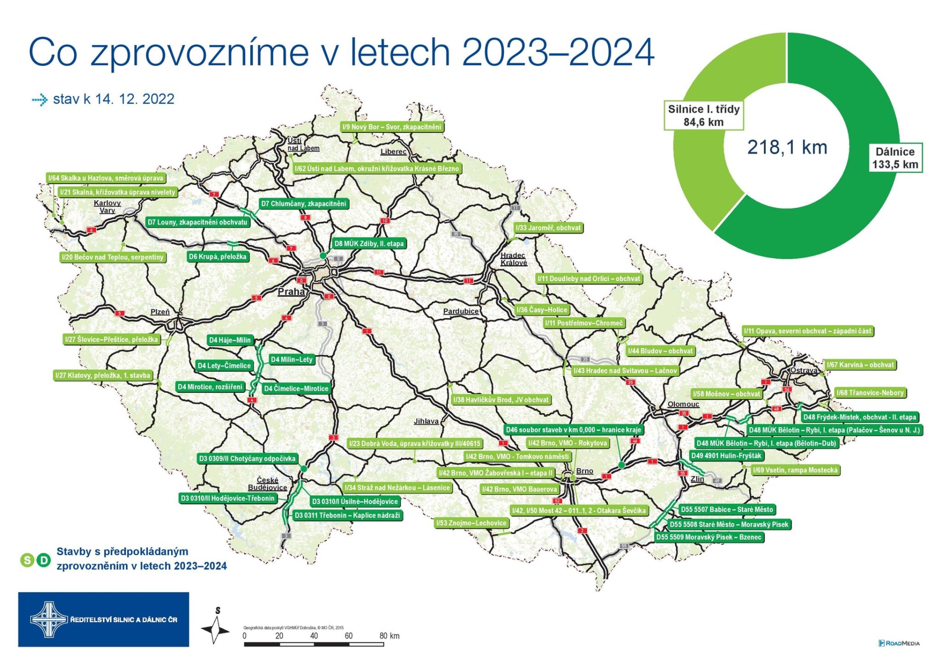 Mapa dálničních projektů pro příští roky