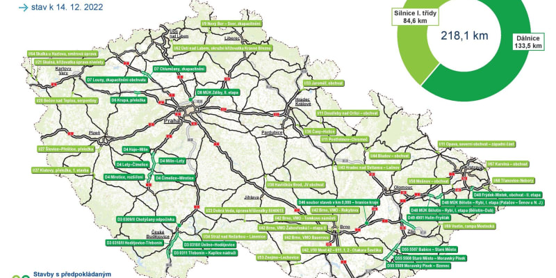Mapa dálničních projektů pro příští roky