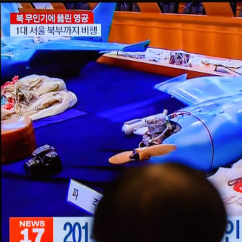 Severokorejský dron na obrazovce v Jižní Koreji (27. 12. 2022)