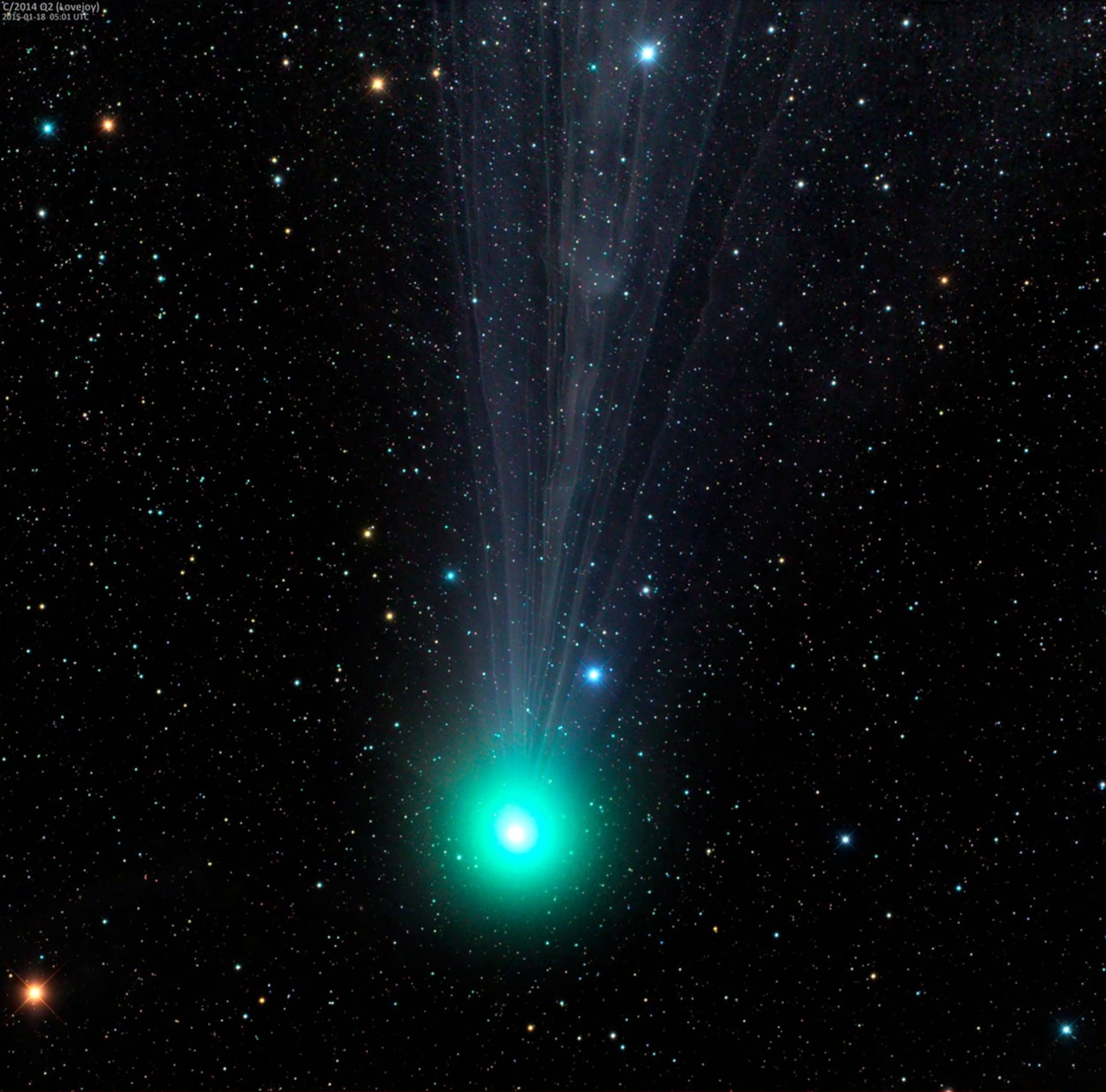 Kometa C/2014 Q2 na snímku z 18. ledna 2015