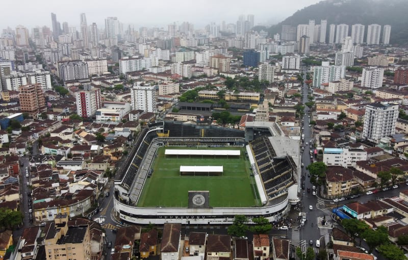 Estádio Urbano Caldeira, na kterém Pelé dlouhé roky hrával.