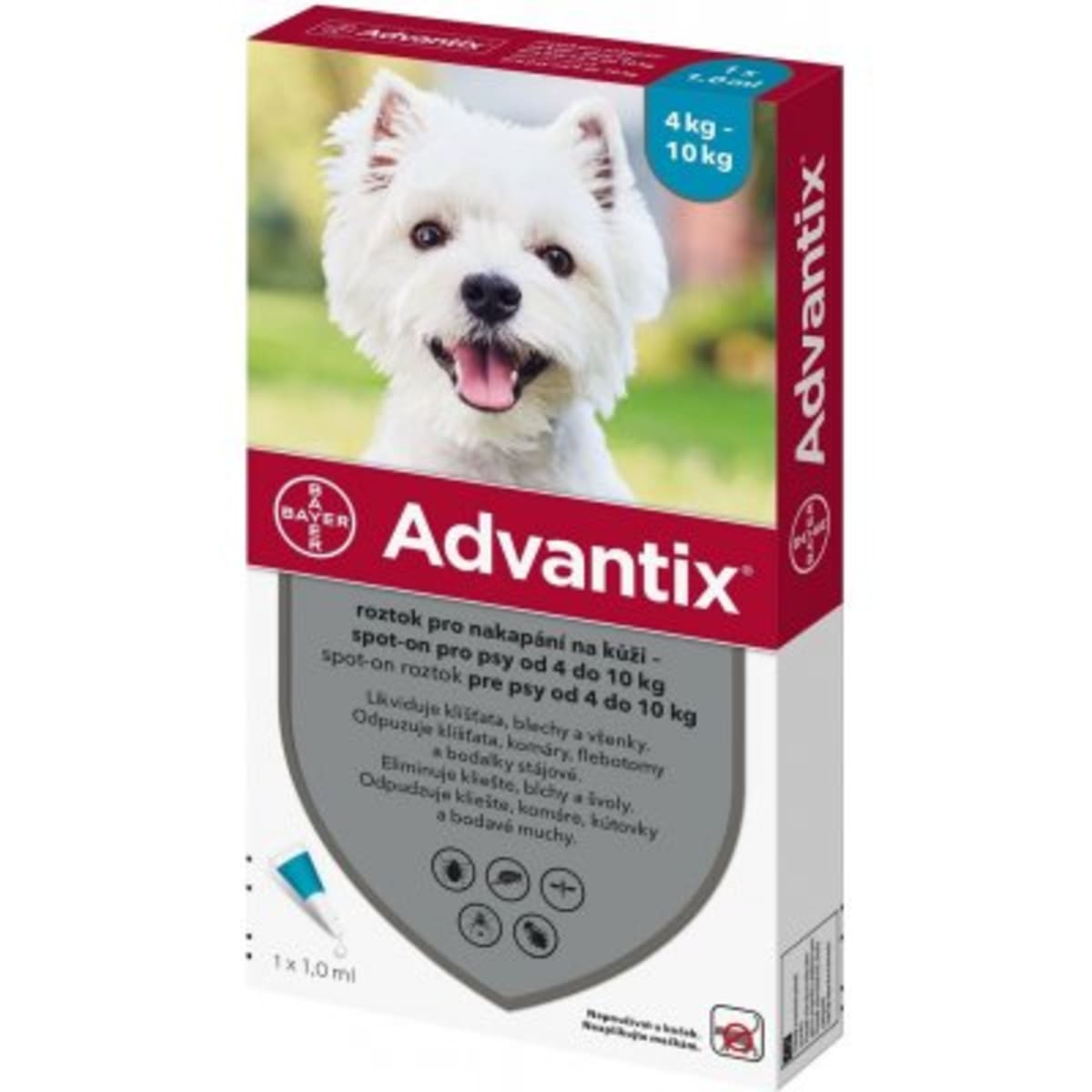 Advantix je veterinární léčivý přípravek. Pečlivě čtěte příbalovou informaci. Nepoužívejte pro kočky