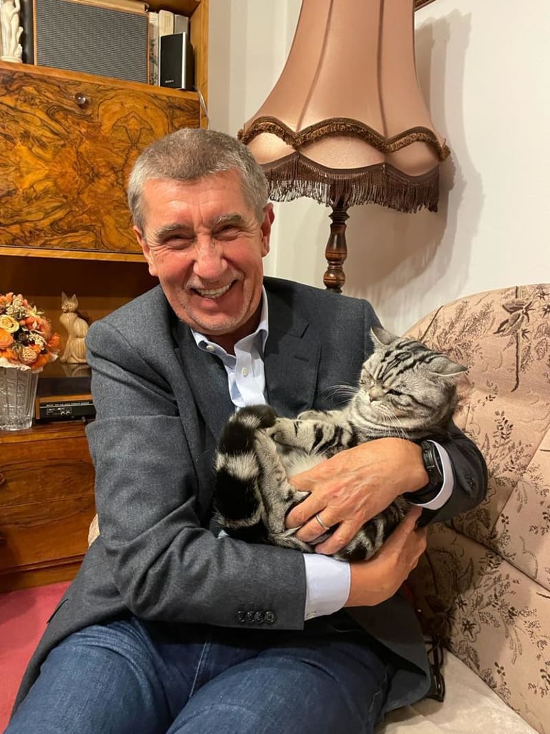 Andrej Babiš s kočkou. Fotka vyvolala reakci jeho protikandidáta Petra Pavla.