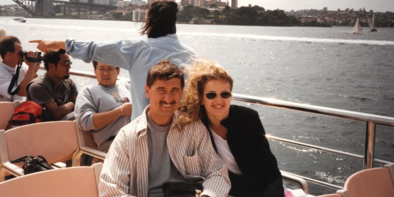 Andrej Babiš s Monikou v Sydney v roce 1995