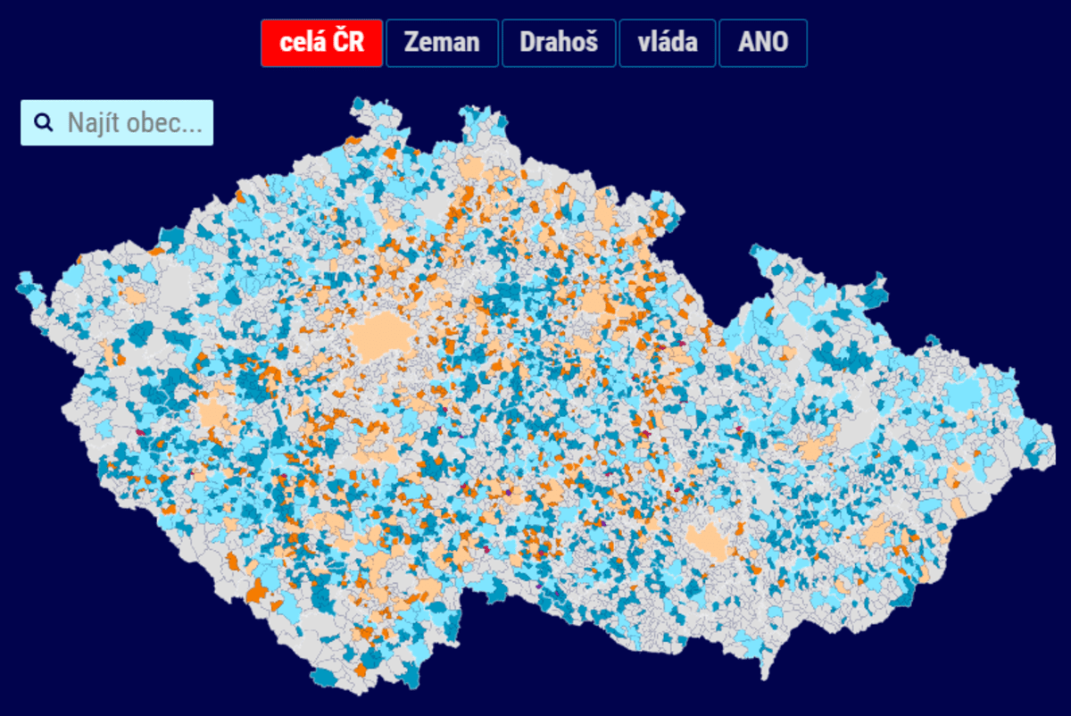 Interaktivní mapa – výsledky prezidentských voleb