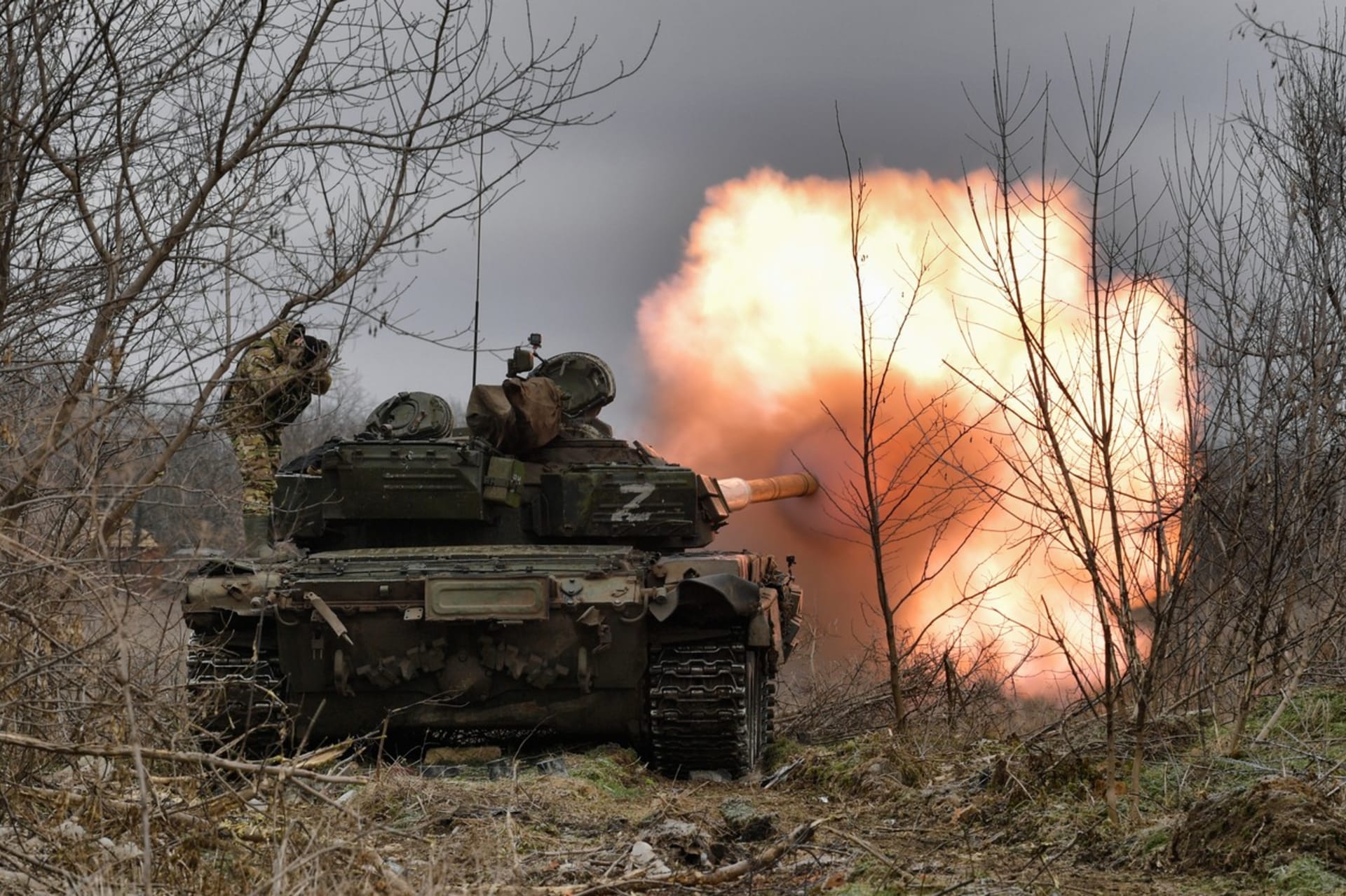 Ruský tank v boji
