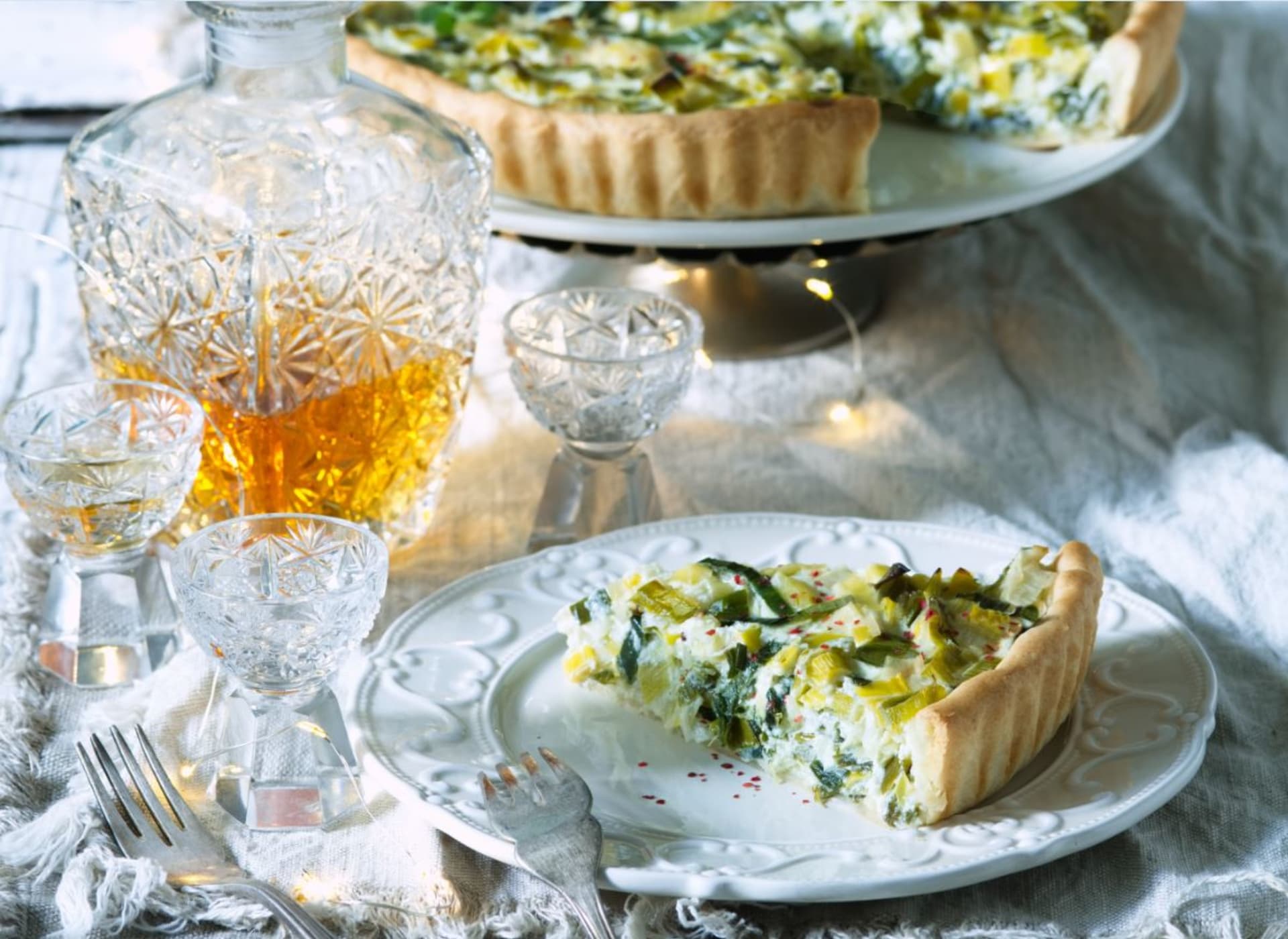 Treasures of French cuisine: leek pie made with shortcrust pastry