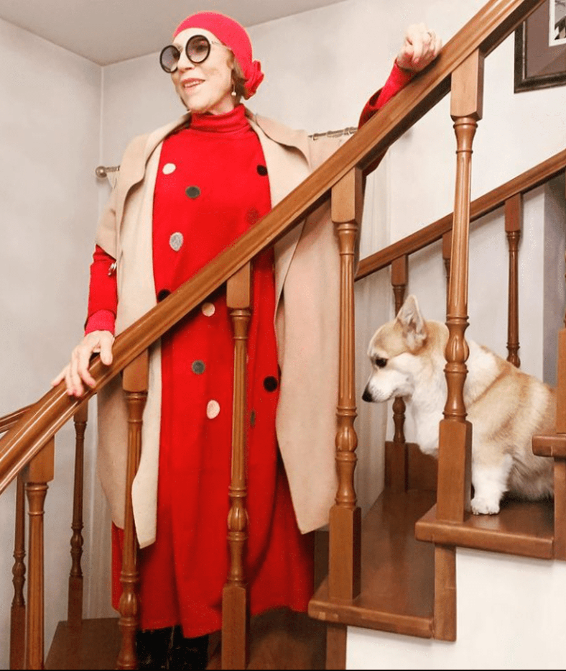 Inna Čurikovová se na fotografiích často objevovala se svými psy oblíbené rasy corgi