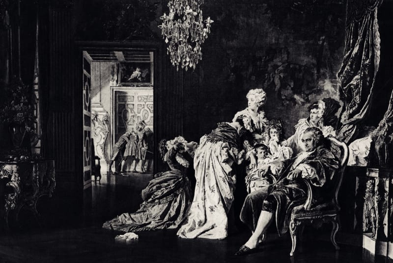 Ludvík a jeho rodina během útoku na Versailles