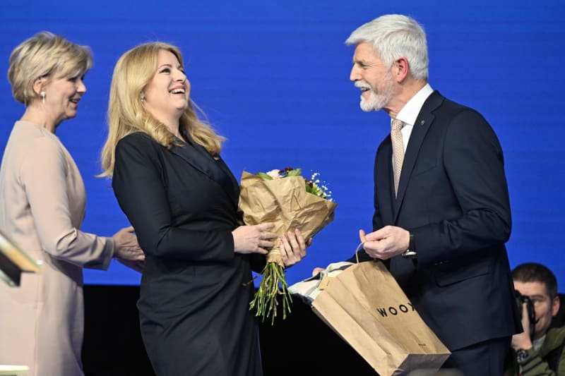 Za Petrem Pavlem do volebního štábu dorazila také slovenská prezidentka Zuzana Čaputová. (28. ledna 2023)