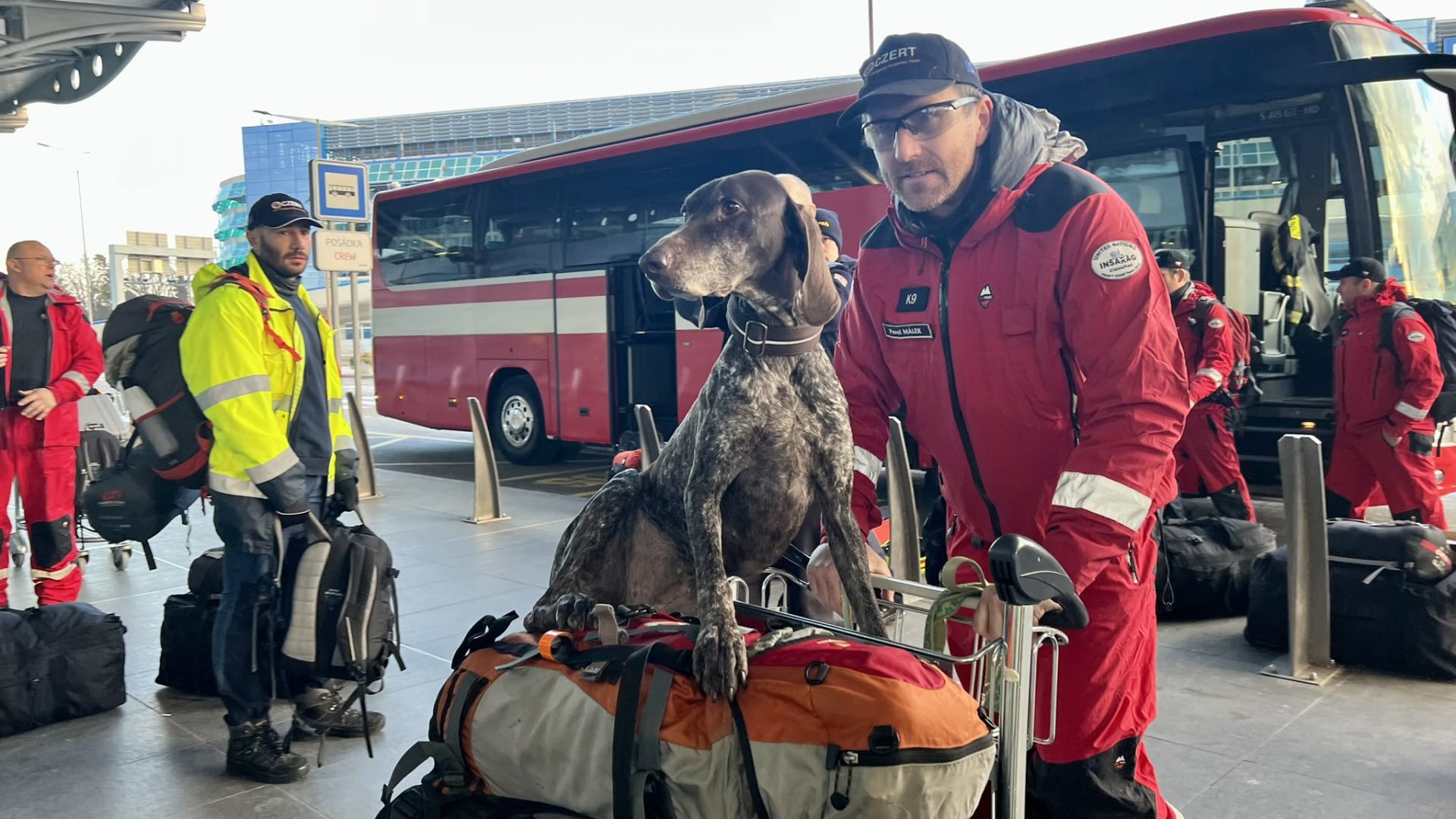 Čeští kynologové se psy, hasiči i záchranáři odletěli na pomoc Turecku.