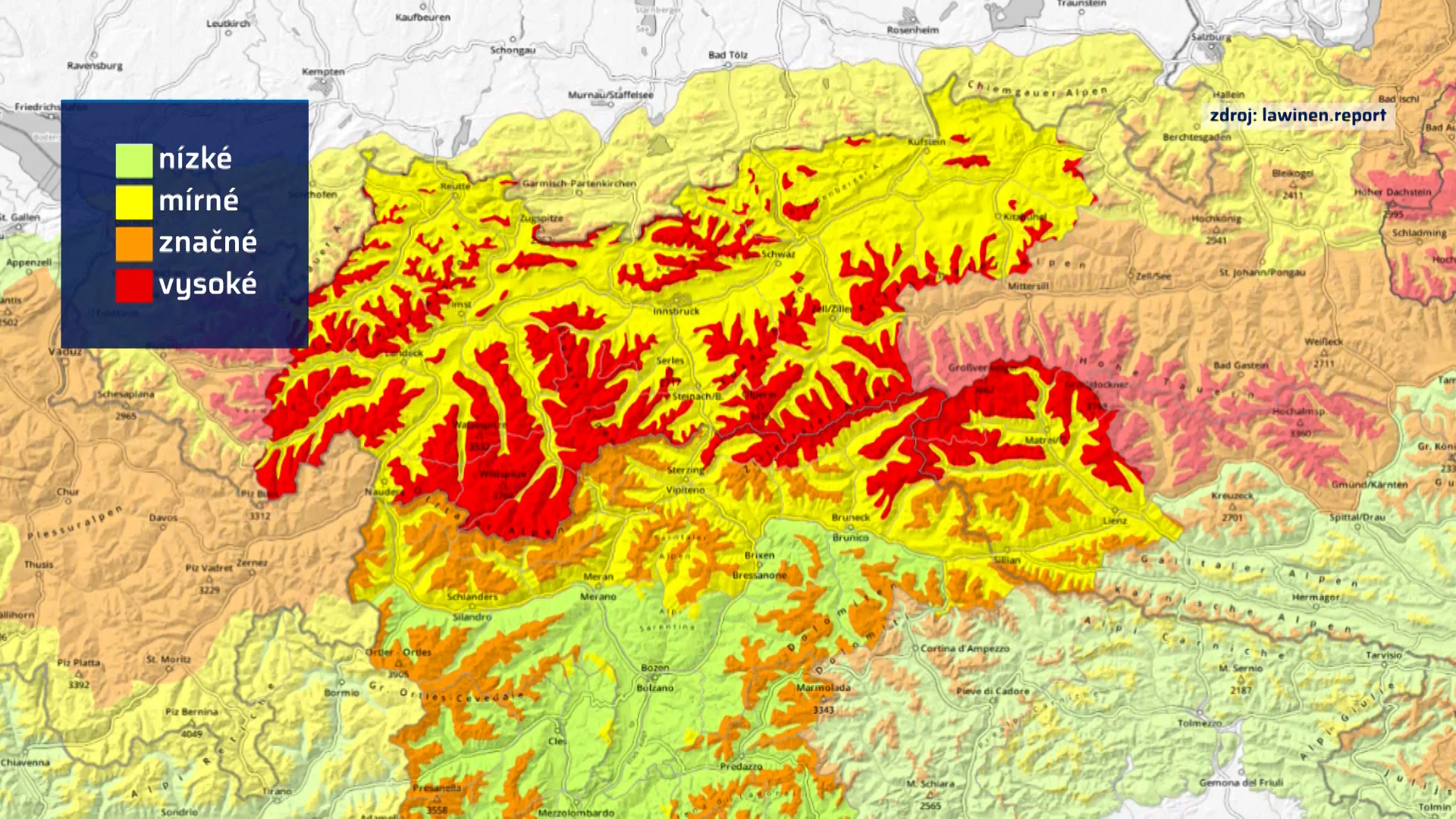 V zahraničí hrozí především pád lavin.