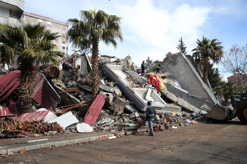 Následky zemětřesení ve městě Kahramanmaras (7. 2. 2023)