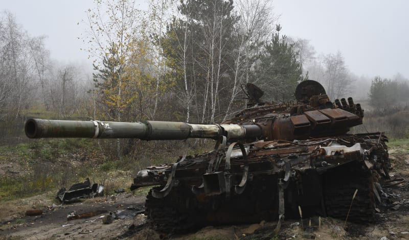 Zničený ruský tank (Ilustrační foto)