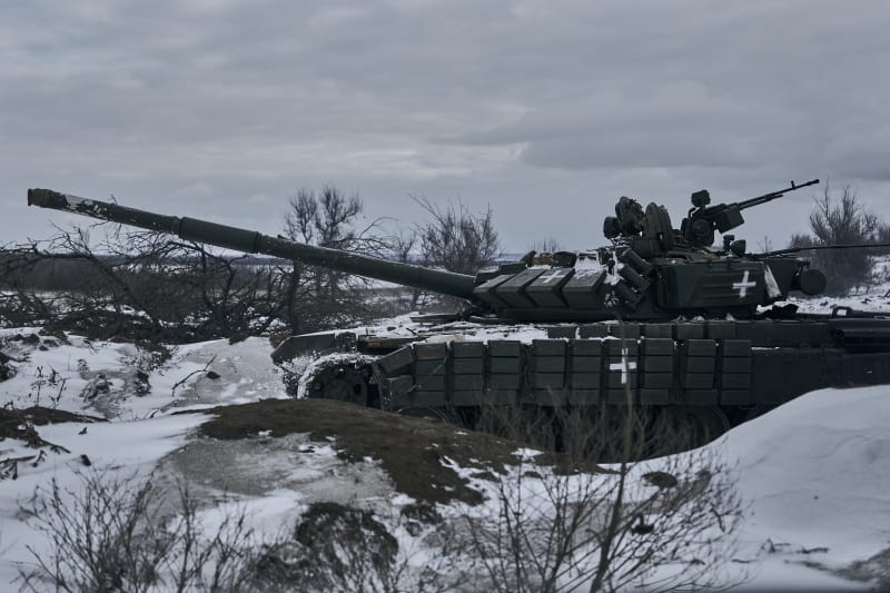 Ukrajinský tank u Bachmutu (12. 2. 2023)