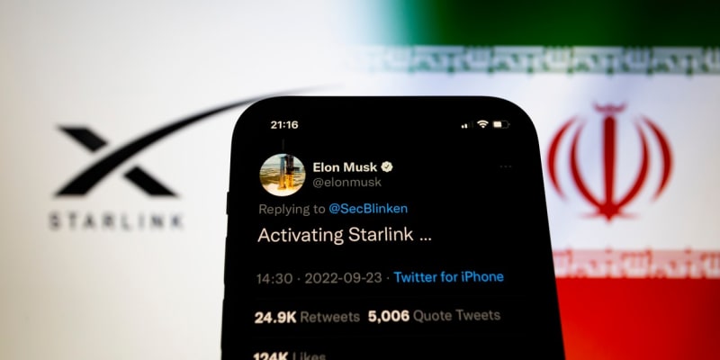 Takto na svém twitterovém účtu informoval Elon Musk o zpřístupnění Starlinku obyvatelům Íránu