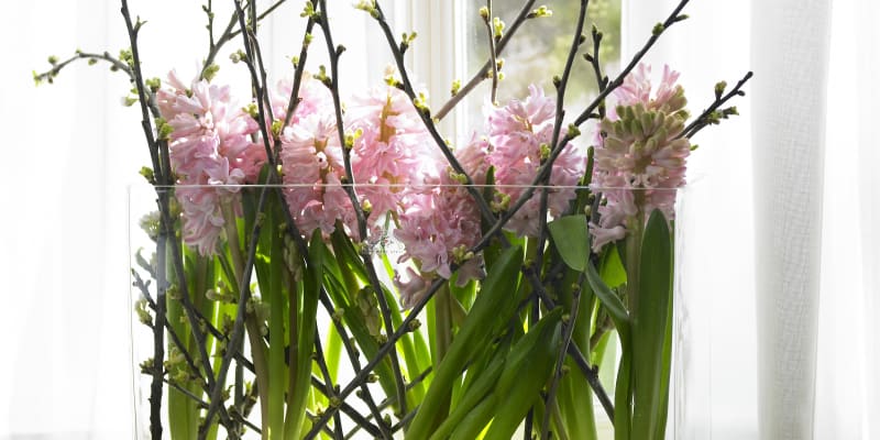 Jarní květinová dekorace rozjasní byt a navodí dobrou náladu.
