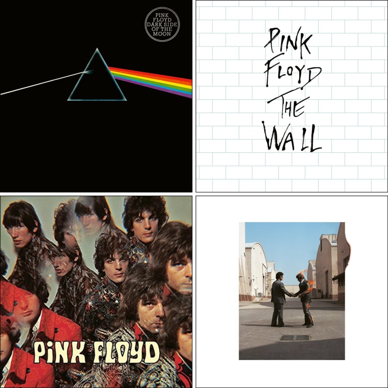 Nejlepší alba Pink Floyd podle magazínu Rolling Stone: The Dark Side of the Moon, The Wall, The Piper at the Gates of Dawn a Wish You Were Here.