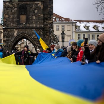Lidé v Česku vyjadřují podporu Ukrajině (22. 1. 2023).