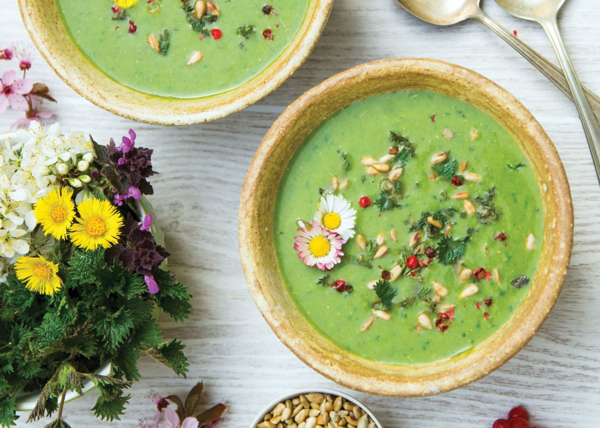 Spring nettle soup with wild garlic