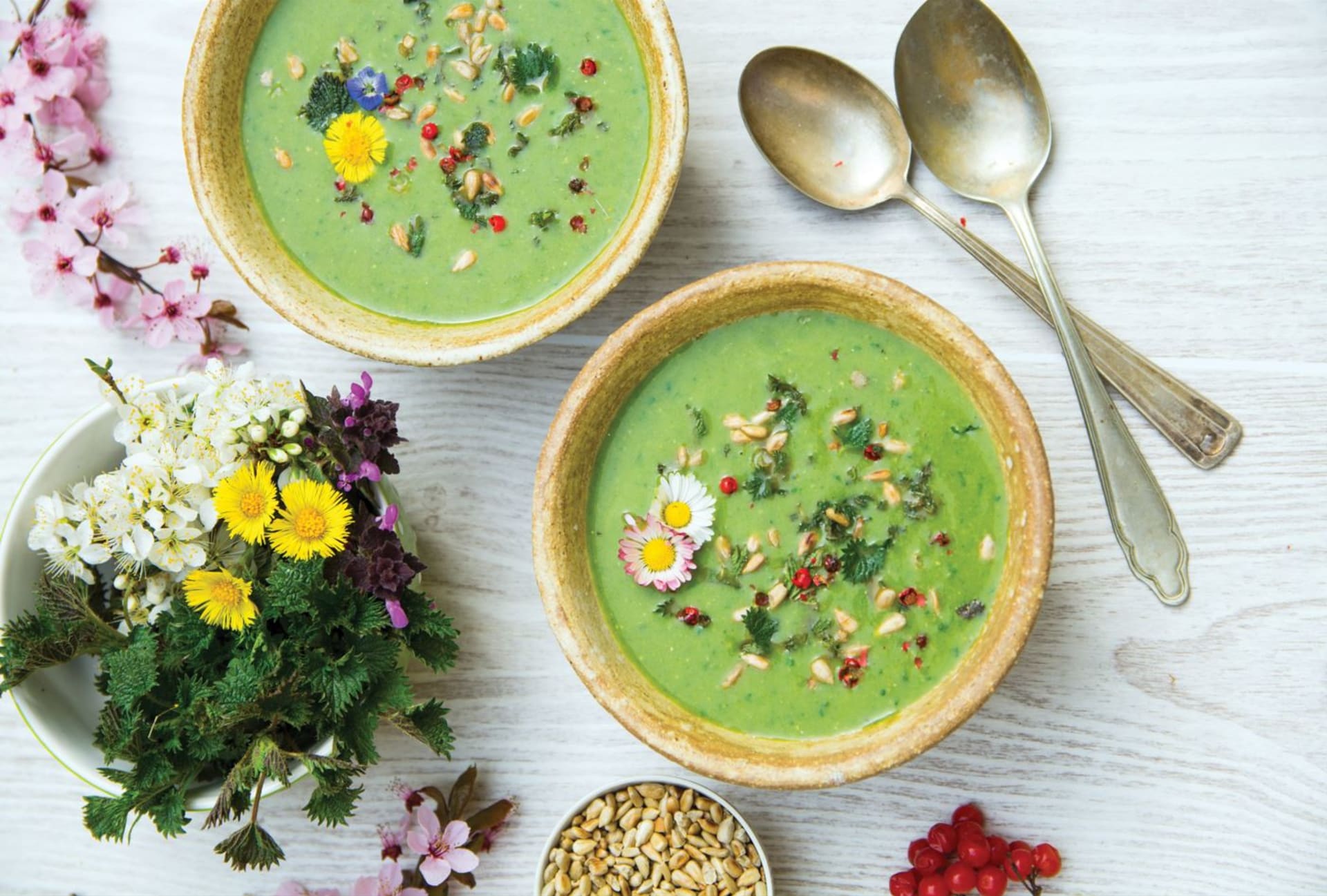 Spring nettle soup with wild garlic