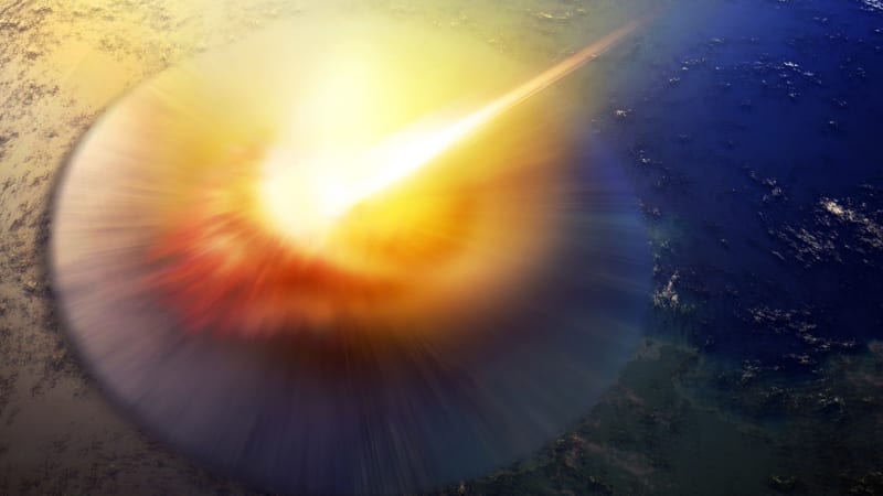 Asteroid Chicxulub při dopadu