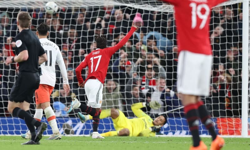 Fred slaví gól do sítě West Hamu.