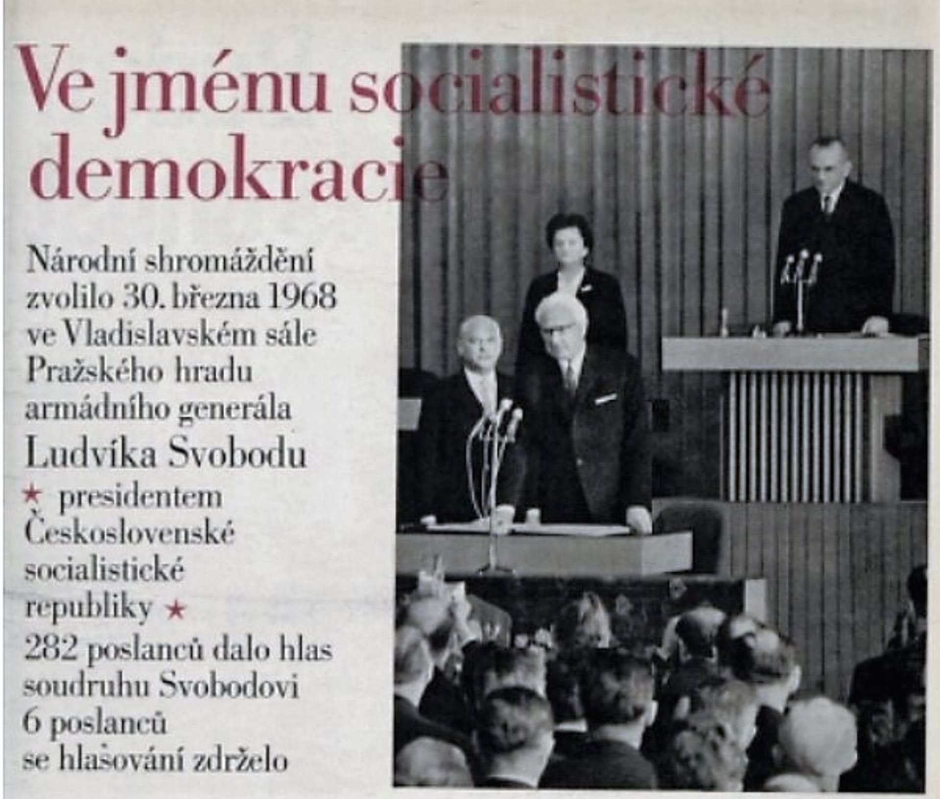 Generál Ludvík Svoboda prezidentem. Časopis Květy z roku 1968, ze sbírek Národní knihovny v Praze.